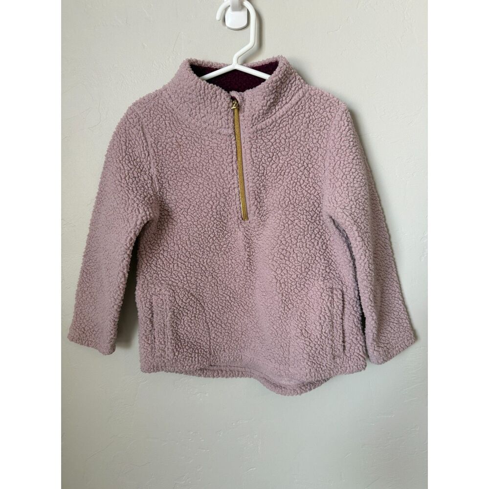 Old Navy Girls 5T Sherpa Fleece Pullover Dusty Pink Quarter Zip Jacket